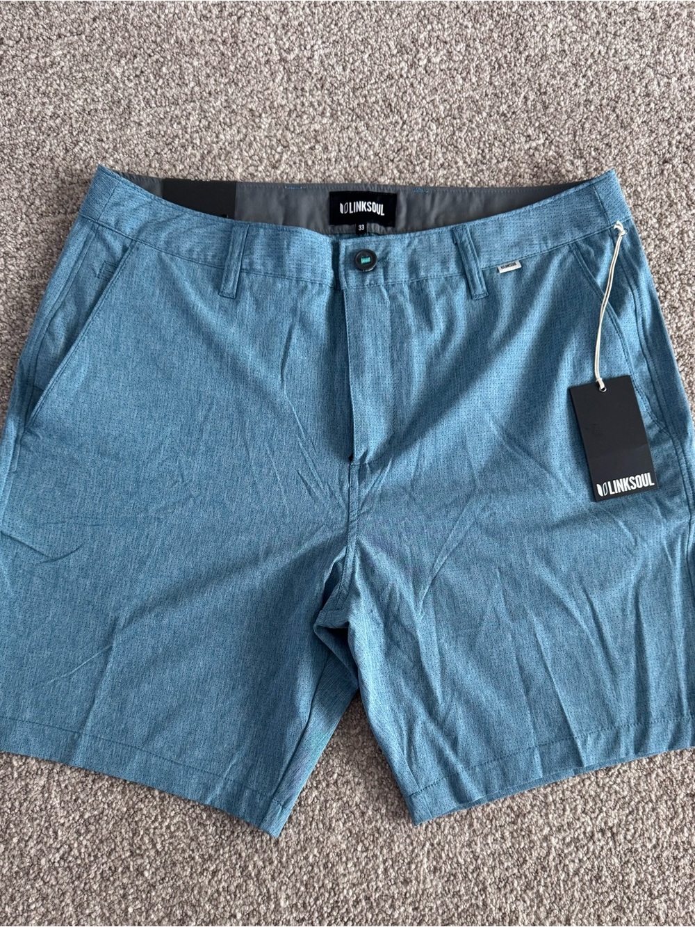 Linksoul Men's Sky Blue Flat-Front Performance Shorts